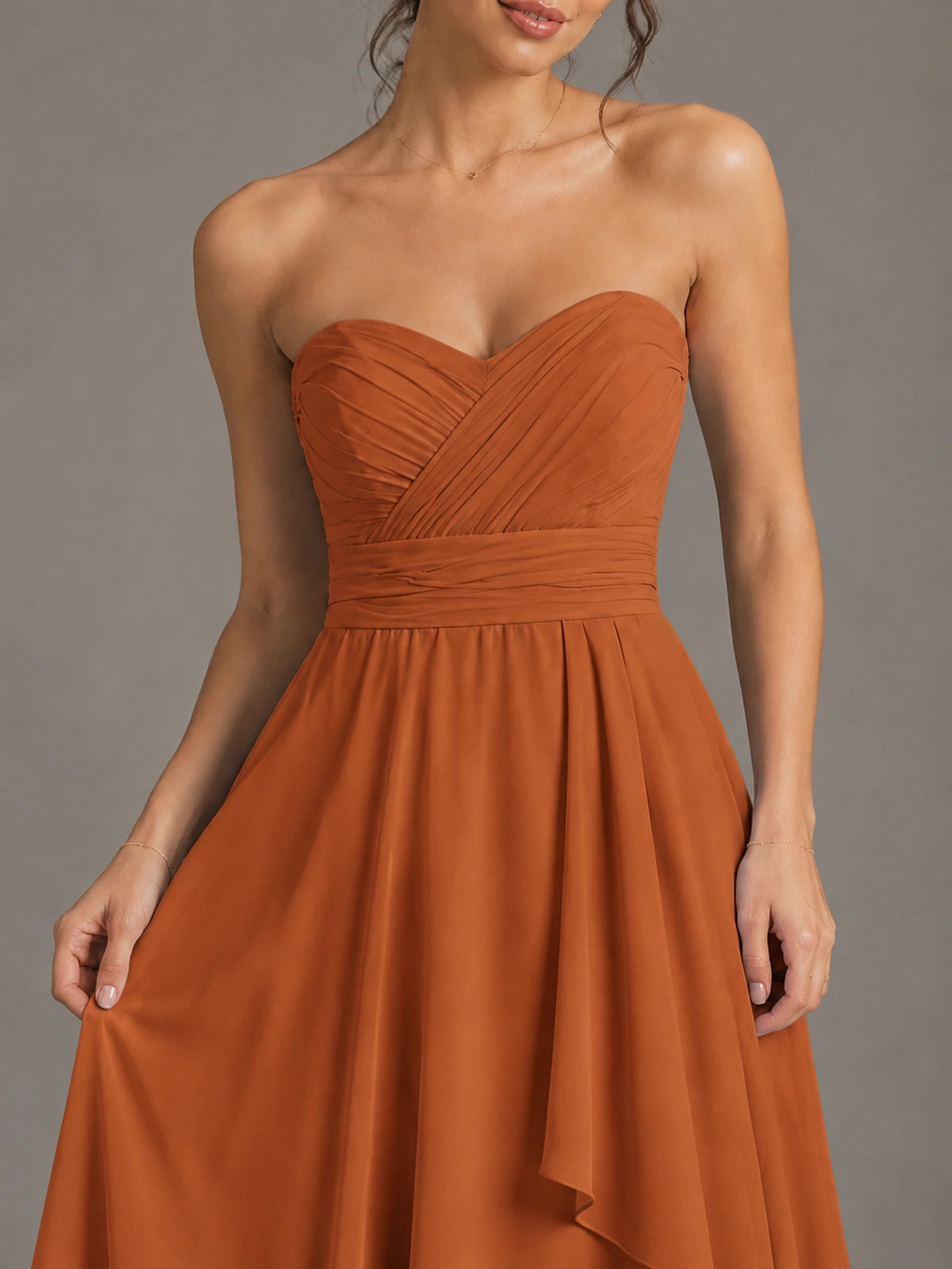 Strapless Ruffle A-Line Maxi Dress