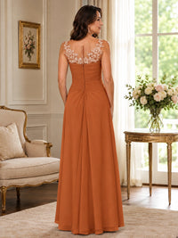 Elegant Chiffon Mother of the Bride Dress with Lace Applique and Cape Sleeves
