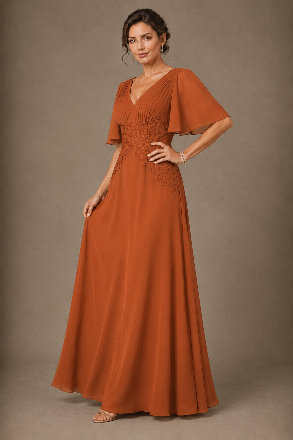 A-Line Chiffon Mother of the Bride Dress with Applique