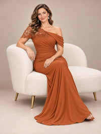 One Shoulder Chiffon Mother of The Bride Dress