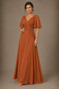 A-Line Chiffon Mother of the Bride Dress with Applique