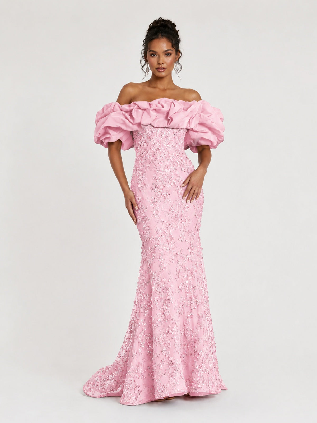 Sequin Off-Shoulder Ruffle Mermaid Prom Dress
