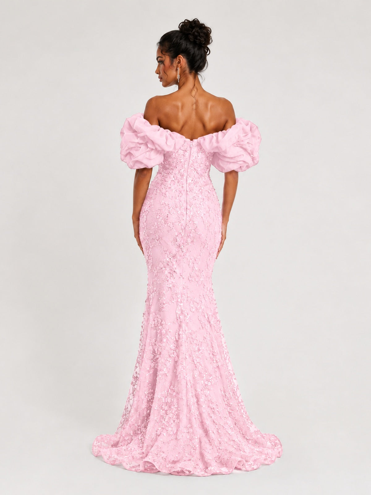 Sequin Off-Shoulder Ruffle Mermaid Prom Dress