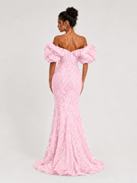 Sequin Off-Shoulder Ruffle Mermaid Prom Dress