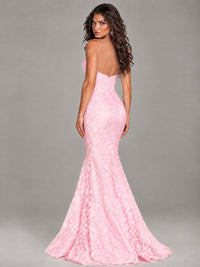 Strapless Corset Mermaid Prom Dress Lace Appliqué Formal Gown