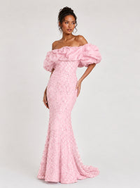 Sequin Off-Shoulder Ruffle Mermaid Prom Dress