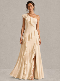 Sage Green One Shoulder Ruffle Bridesmaid Dress