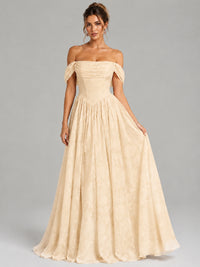 Off Shoulder Jacquard A-Line Maxi Dress