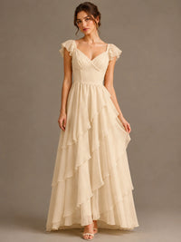 Ruffle Tiered V Neck Maxi Dress