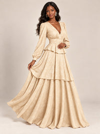 Blush Pink Floral Long Sleeve Maxi Dress