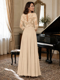 Lace Applique Wide-Leg Chiffon Mother of the Bride Jumpsuit