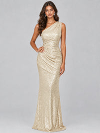 Sequin Mermaid One Shoulder Prom Dress Long formal Gown