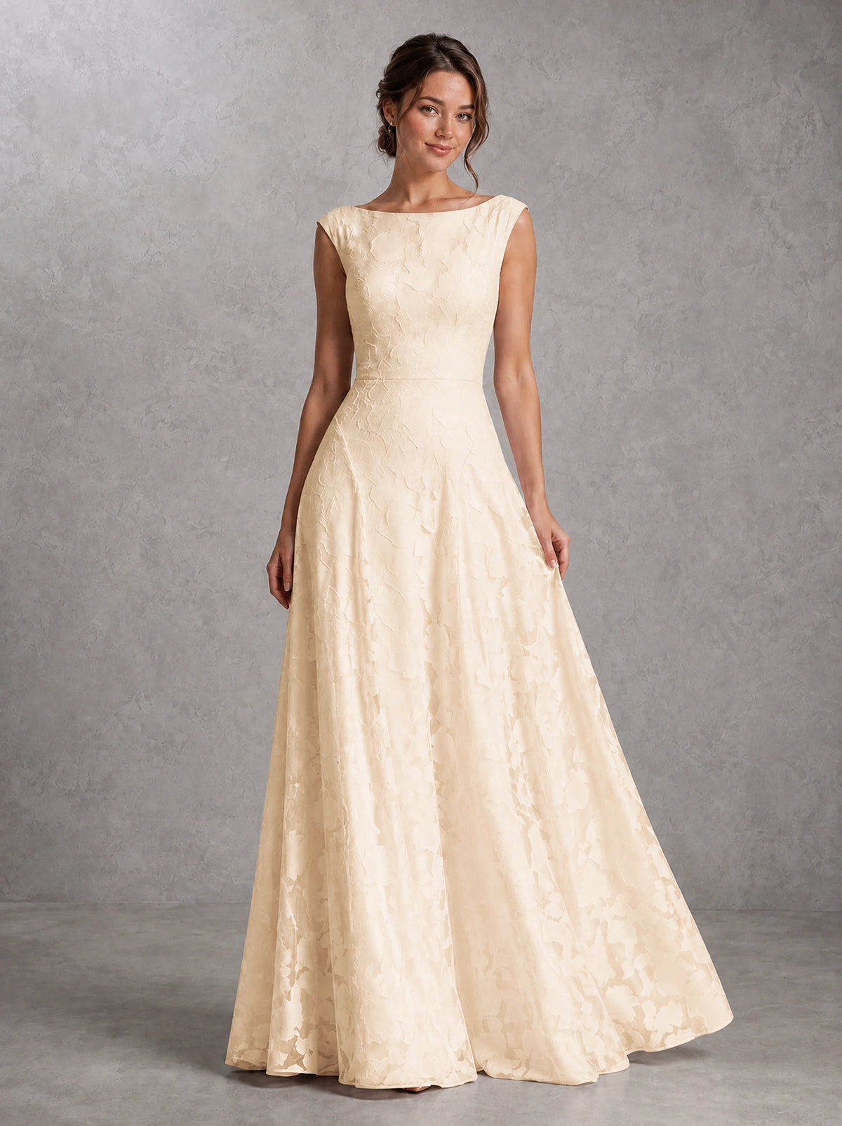 Blush Pink Lace Applique A-Line Bridesmaid Dress