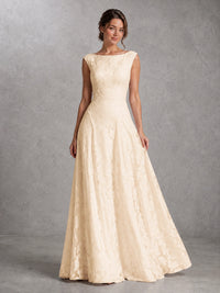 Blush Pink Lace Applique A-Line Bridesmaid Dress