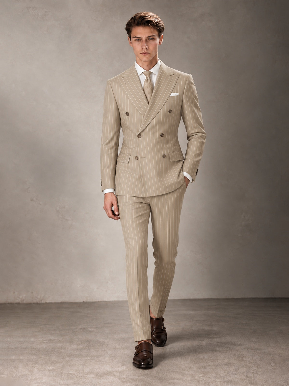 Double Breasted Pinstripe Men's Suit 2 Piece (Jacket & Pants) for Wedding & Formal Prom