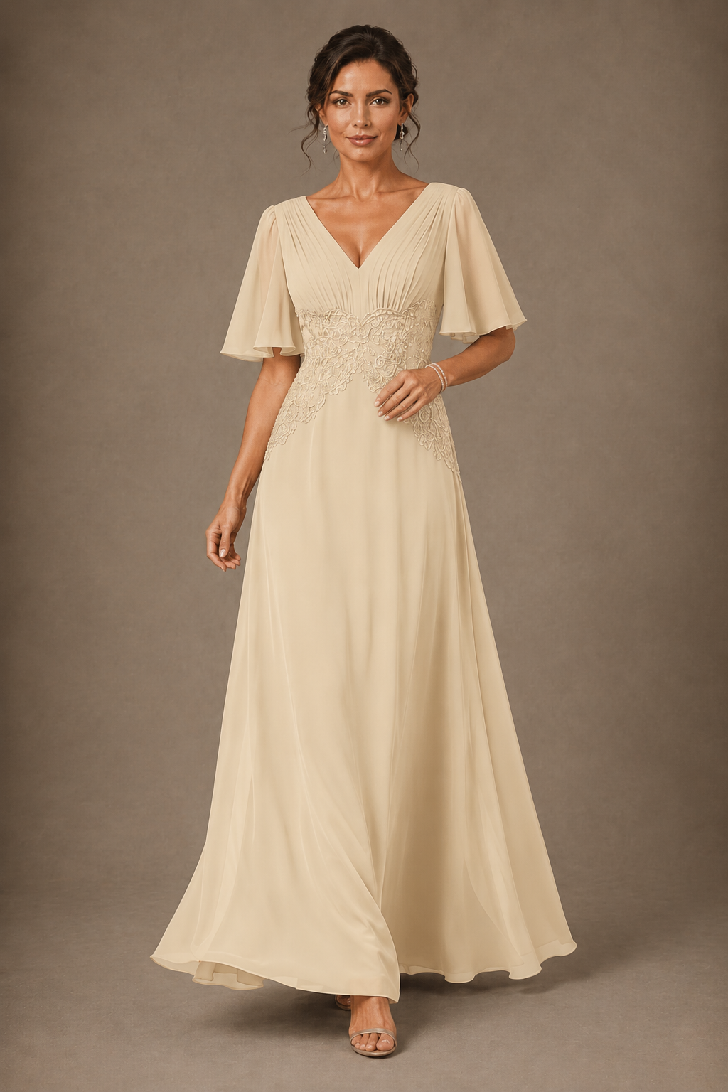 A-Line Chiffon Mother of the Bride Dress with Applique