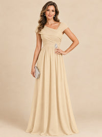Cap Sleeve Mother of The Bride Dresses Long Chiffon Formal Gowns