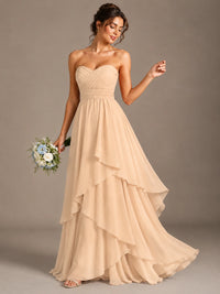 Strapless Ruffle A-Line Maxi Dress