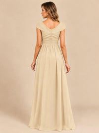 Cap Sleeve Mother of The Bride Dresses Long Chiffon Formal Gowns