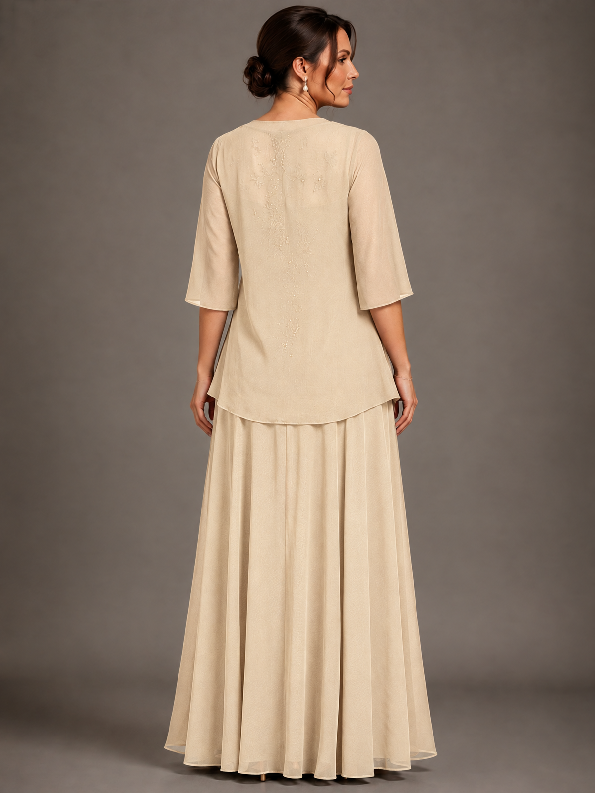 A-line 2 Pieces Chiffon Appliques Mother of The Bride Dresses with Jackets