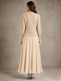 2-Piece Chiffon Mother of the Bride Dress with Lace Jacket