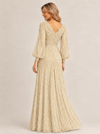 Sparkle Sequin Mother of The Bride Dresses with Long Sleeves