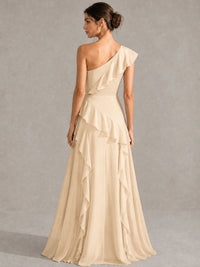 Sage Green One Shoulder Ruffle Bridesmaid Dress