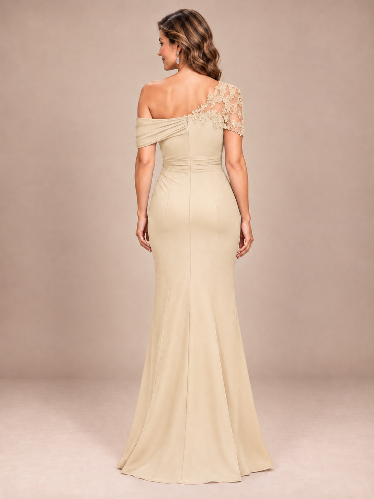 One Shoulder Chiffon Mother of The Bride Dress