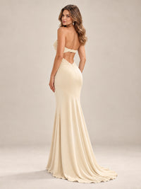 Light Blue Strapless Sweetheart Mermaid Prom Dress with Pleated Bodice