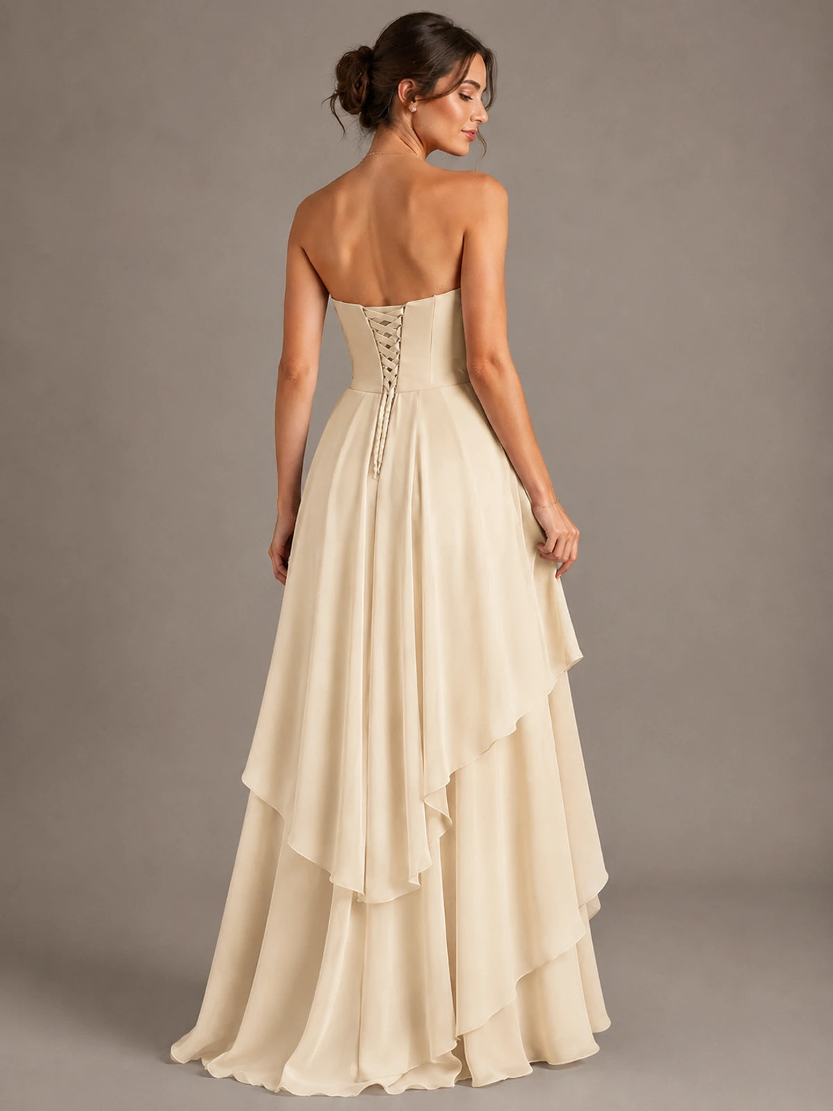 Strapless Ruffle A-Line Maxi Dress