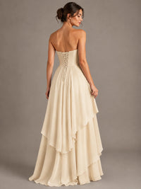 Strapless Ruffle A-Line Maxi Dress