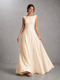 Blush Pink Lace Applique A-Line Bridesmaid Dress