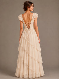 Ruffle Tiered V Neck Maxi Dress