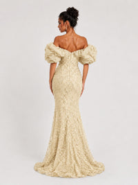 Sequin Off-Shoulder Ruffle Mermaid Prom Dress