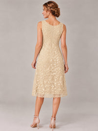 Tea Length Sequin Lace Mother of The Bride Dress with Chiffon Jacket