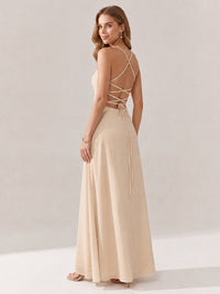 JOVELLEE Yellow Sweetheart Ruched Bust Chiffon Maxi Dress