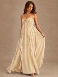 Srapless Sweetheart Chiffon Prom Dress Ruffle Formal Evening Gown