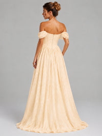 Off Shoulder Jacquard A-Line Maxi Dress