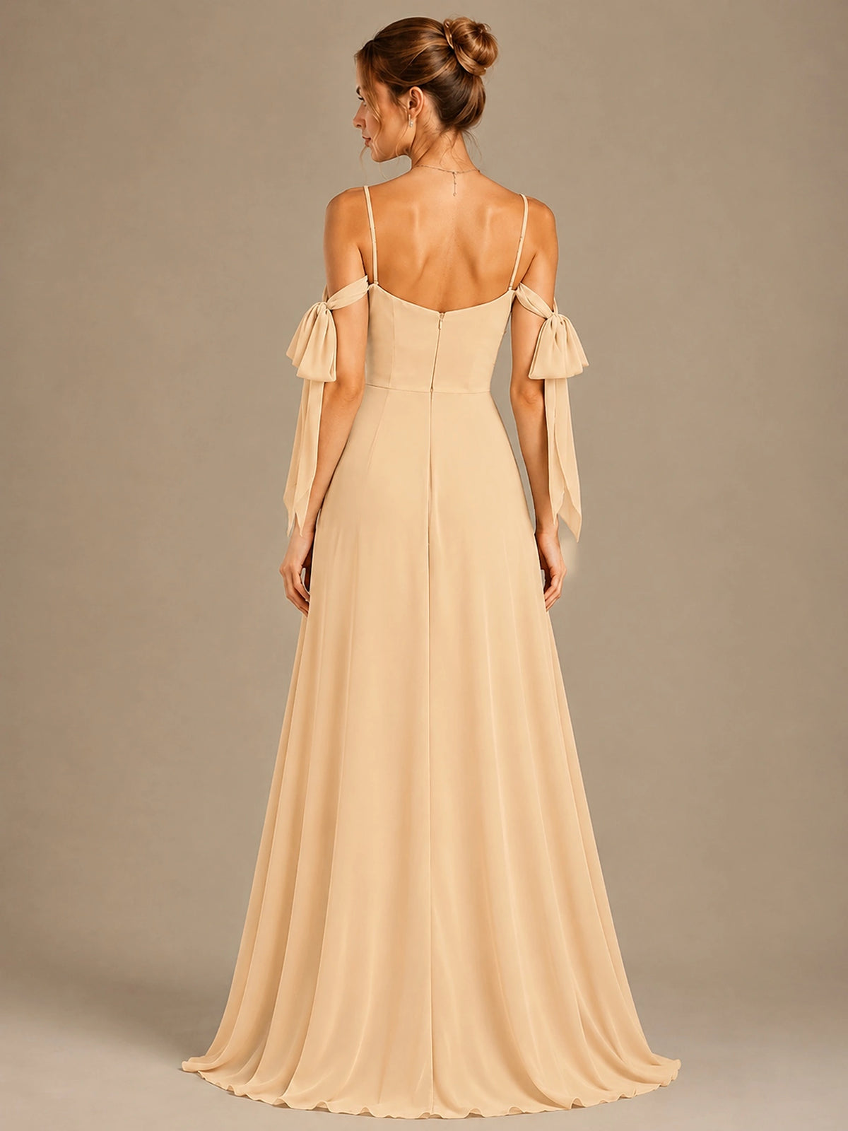 A-Line Ruffles Chiffon Bridesmaid Dress with Slit