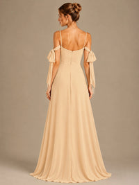 A-Line Ruffles Chiffon Bridesmaid Dress with Slit