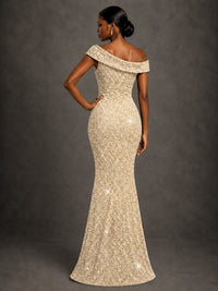Sequin Off Shoulder Mermaid Prom Dress