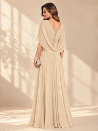 Ruched V Neck Mother of The Bride Dresses with Shawls Appliques and Cap Sleeves