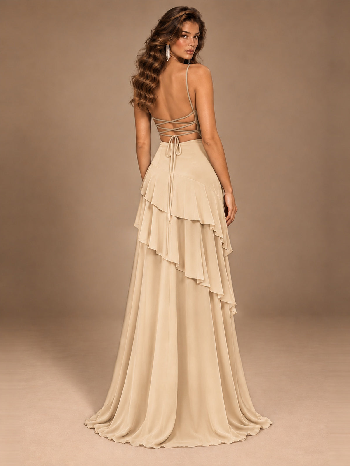 Sweetheart A-Line Ruffle Prom Dress with Spaghetti Straps