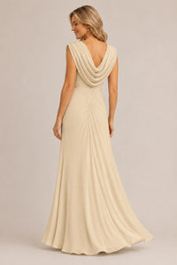 Cowl Neck Ruched Chiffon Mother of the Bride Dress