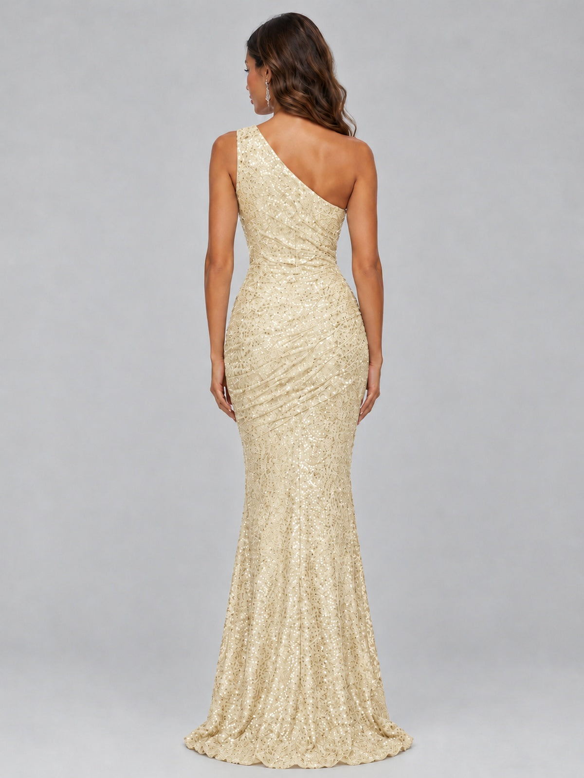 Sequin Mermaid One Shoulder Prom Dress Long formal Gown