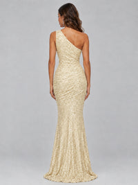 Sequin Mermaid One Shoulder Prom Dress Long formal Gown