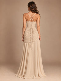 Butter Yellow Square Neck Ruched A-Line Prom Dress