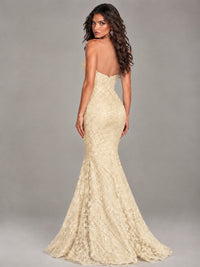 Strapless Corset Mermaid Prom Dress Lace Appliqué Formal Gown