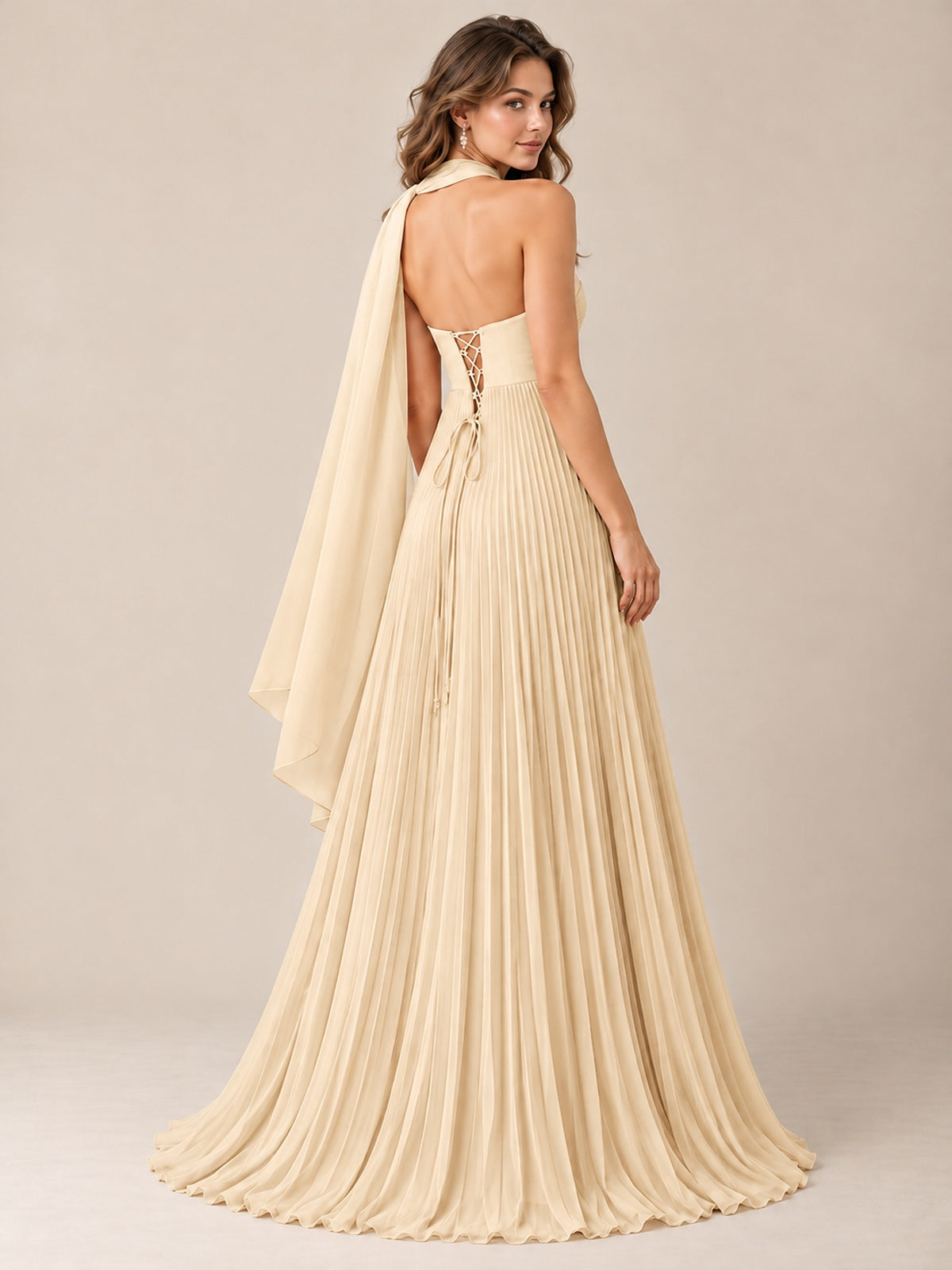 Sweetheart Neckline Pleated Prom Dress Strapless A-line Formal Dress with Flowy Scarf