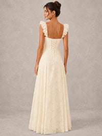 Jacquard Square Neck A-Line Maxi Dress